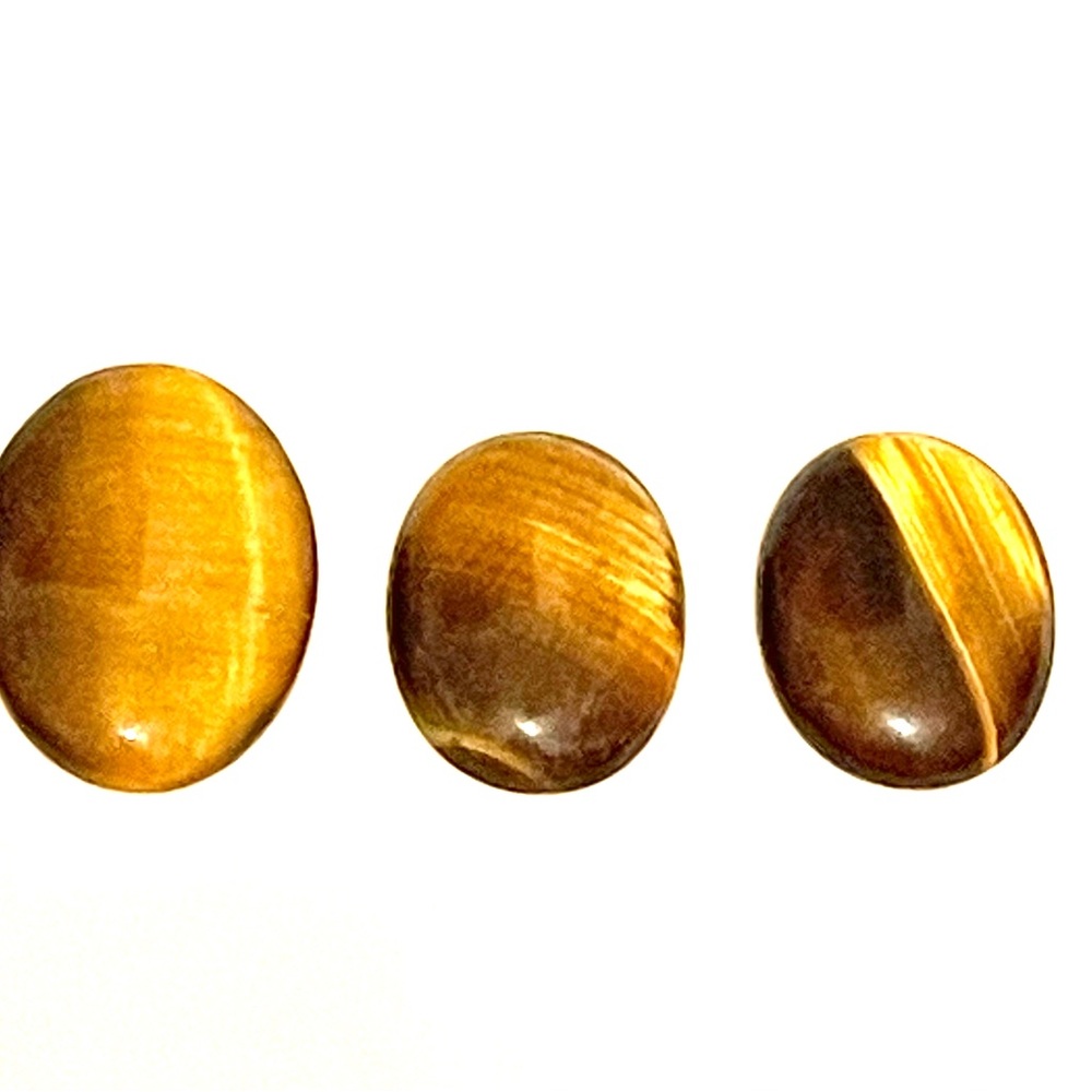 Lot of 3 Genuine Tiger Eye Oval Cabochons